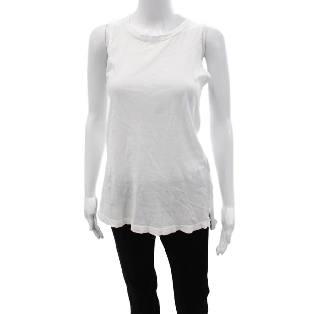 Current/Elliott Women Basic White Tank 100% Cotton Crewneck Size 0
